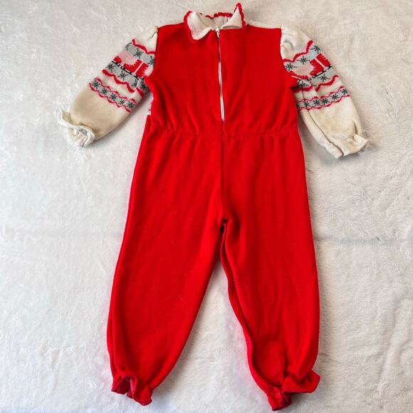 Bullfrog Knits Vintage Christmas Romper Jumper Ice Skates Toddler Size 24 Months - Picture 2 of 6